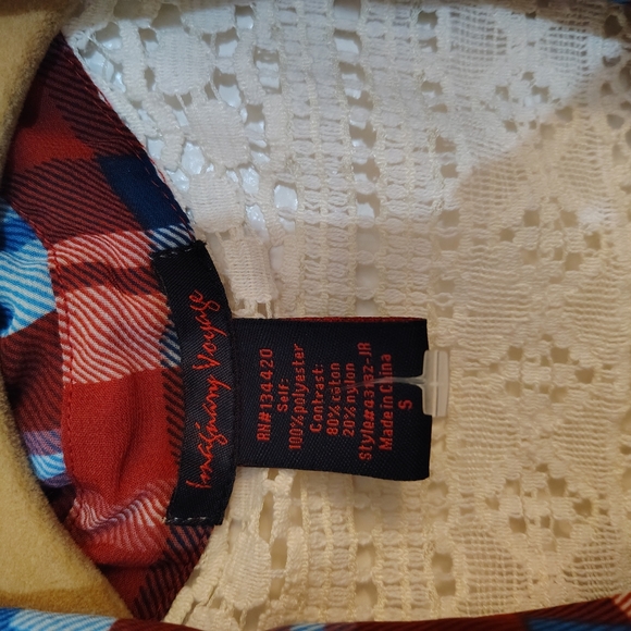 Men's Red Plaid Shirt with Lace Detail - Picture 11 of 16